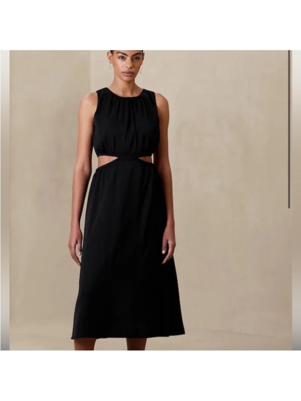 Banana Republic Black Cutout Midi Dress with Sleek Silhouette